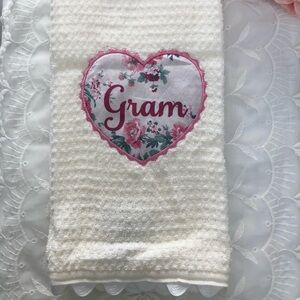 NEW Shabby Chic Gram Hand Kitchen Two Towels Set